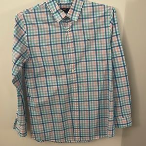 Vineyard Vines Boys Size XL (18) Button Down Whale Shirt Long Sleeves Multicolor